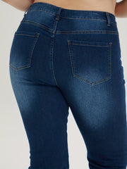 Ripped Fringe Flared Leg Jeans
