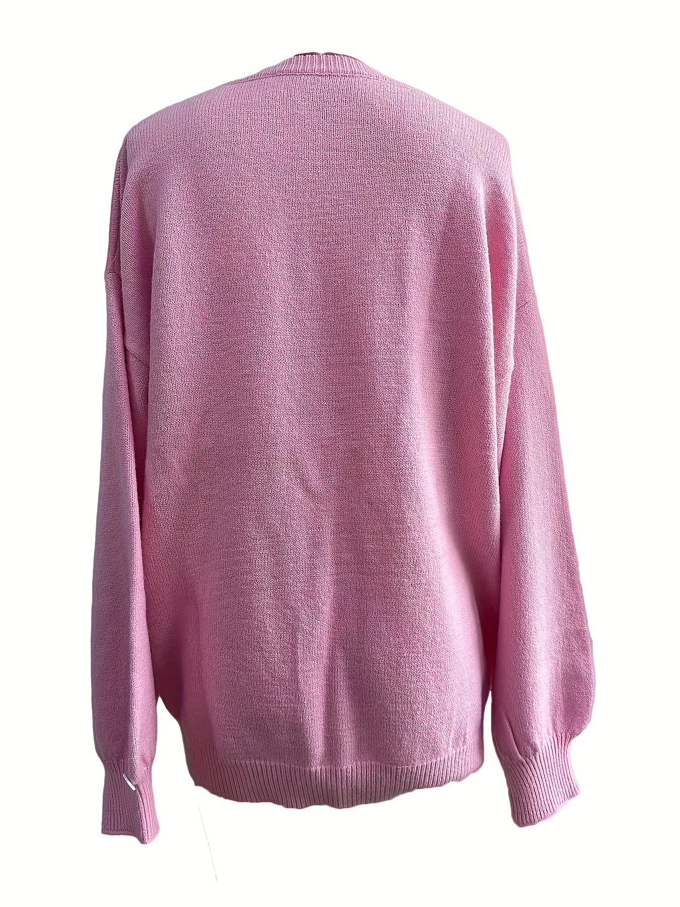 Solid Button Decor Cut Out Round Neck Sweater