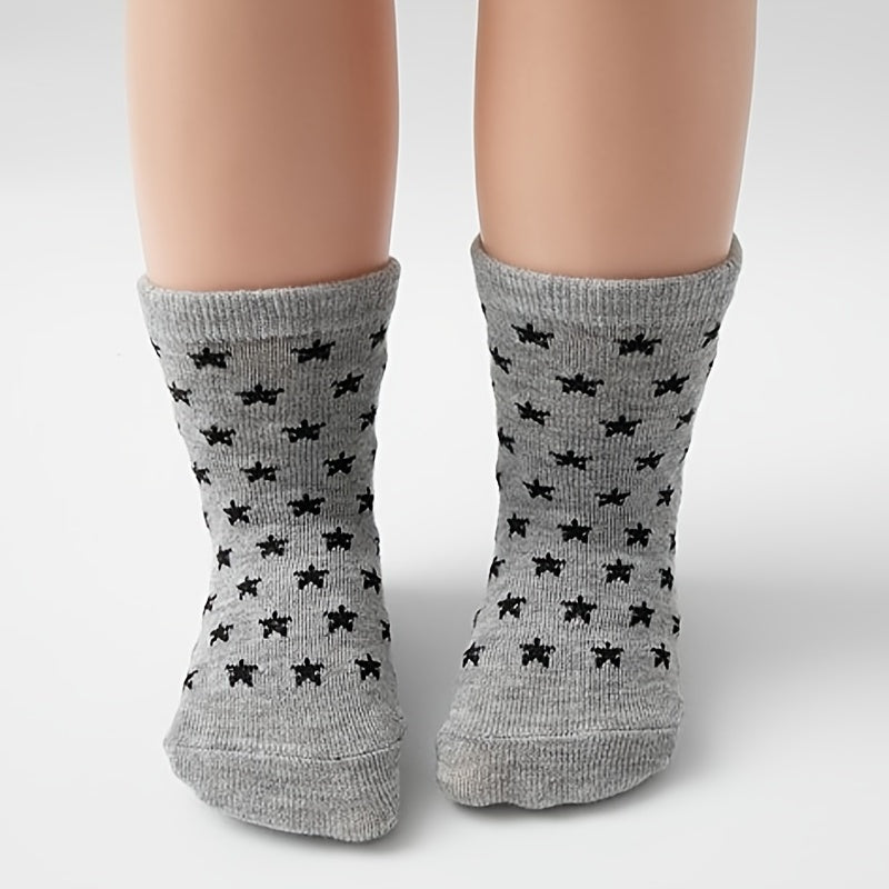 Baby Stars Striped Print Crew Socks Non slip Cotton Toddler Socks