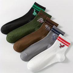 Dinosaur Print Striped Socks Women's Stockings