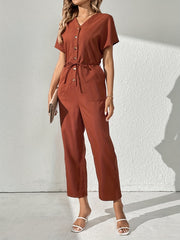 Long Sleeve Ruffled Jumpsuit Casual Loose Fit