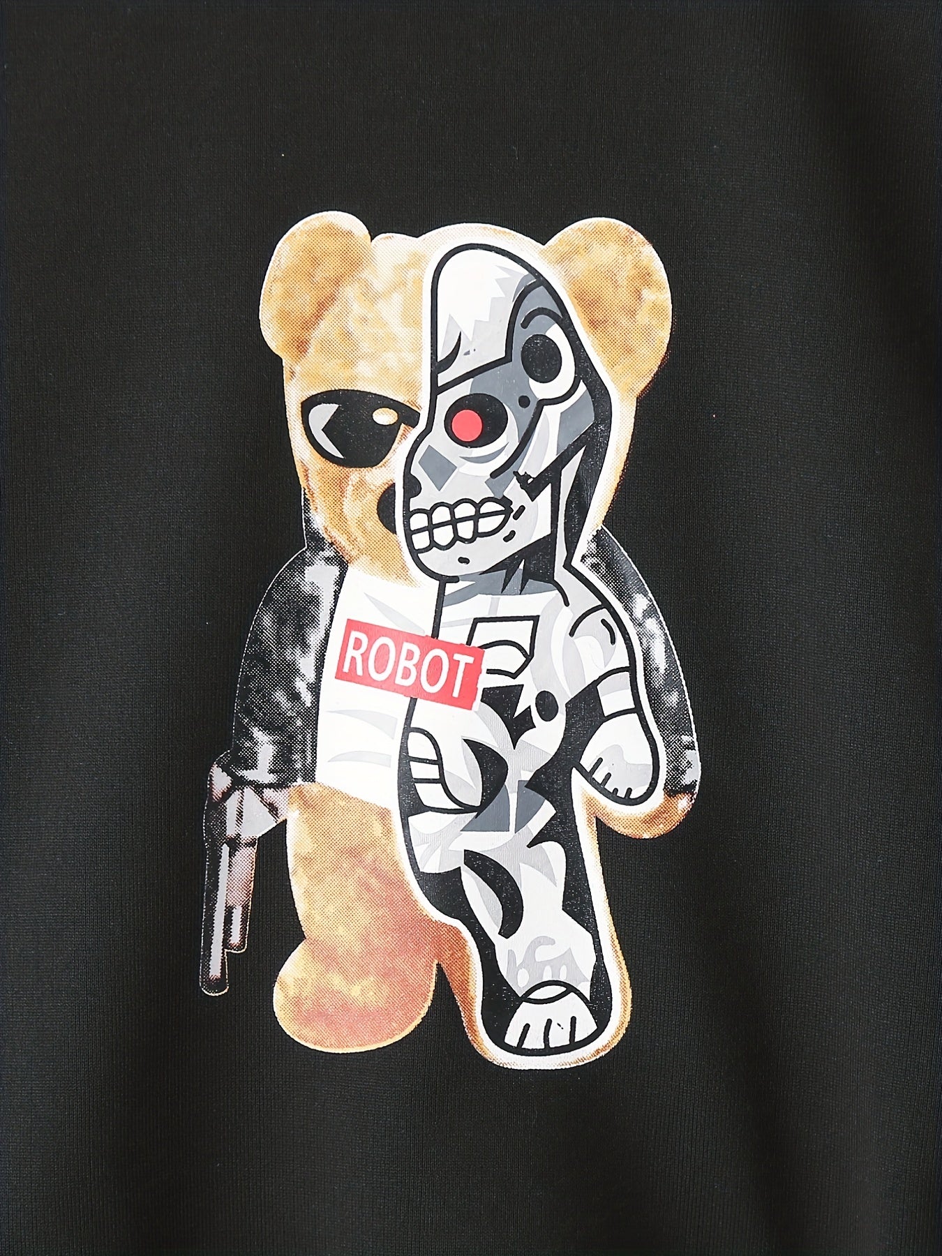Robot Bear Pattern 2pcs Sweatshirt & Sweatpants Set for Boys