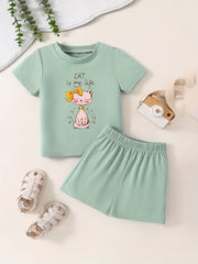 Toddler Cartoon Pattern 2pcs Summer Outfit