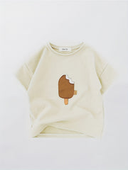 Baby Boys Ice Cream Patch Short Sleeve T-shirt for Summer
