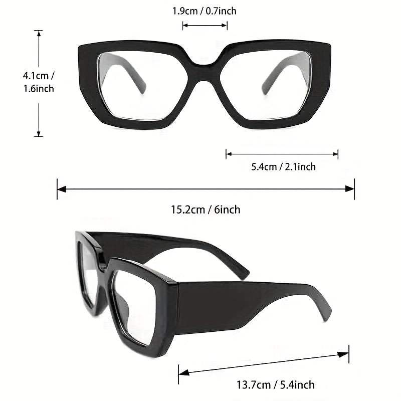 Cat Eye Clear Lens Glasses Wide Temple Anti Light Eyewear