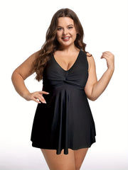 Women's Plus Size V Neck Tankini Set