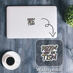 Rizz M' with the Tism Sticker Vibrant Rainbow Text Funny Autism Car Sticker
