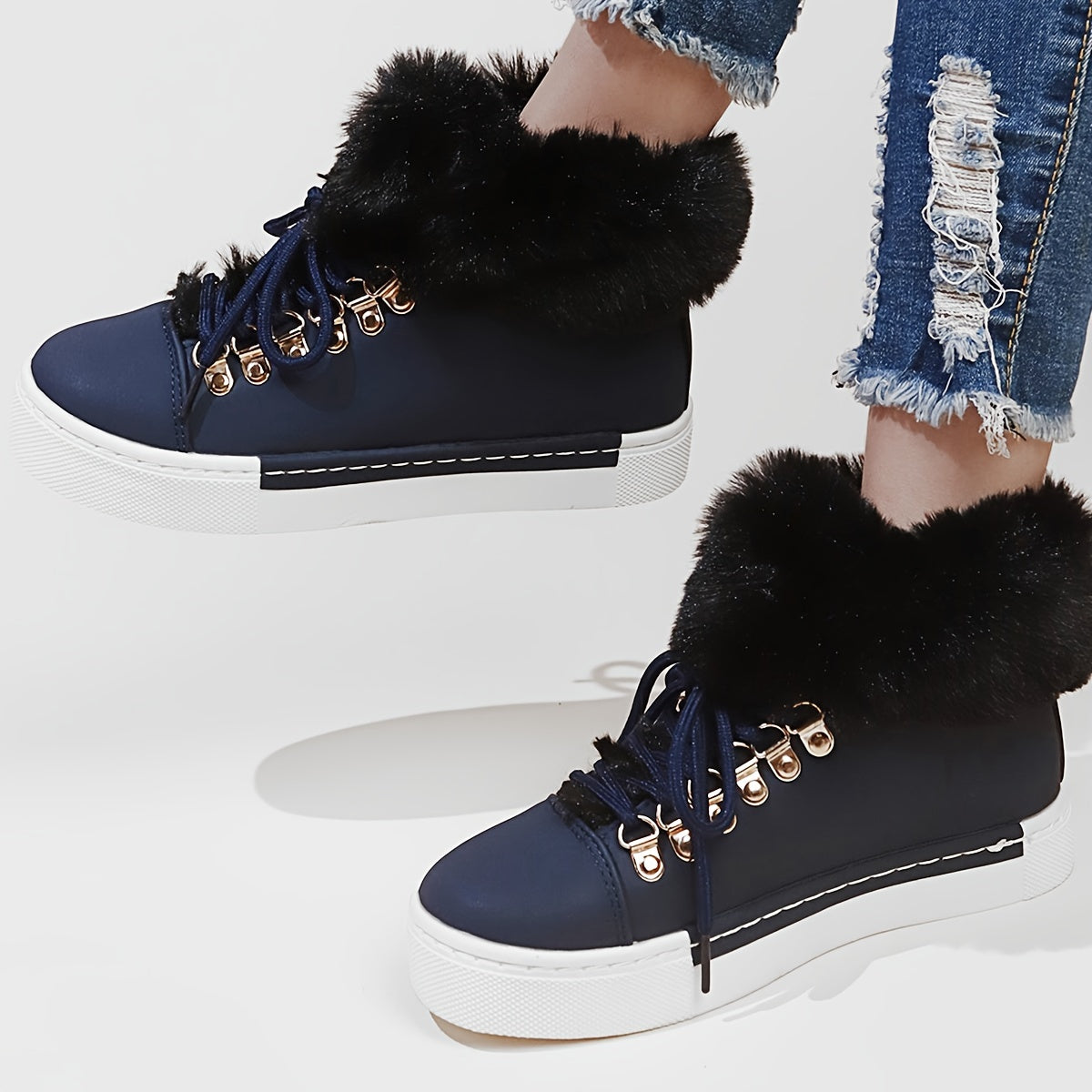 Women's Non slip Plus Velvet Sneakers Comfortable Lace Up Warm Sport Shoes