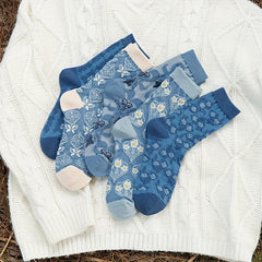 5 Pairs Floral Print Socks Ethnic Style Women's Stockings