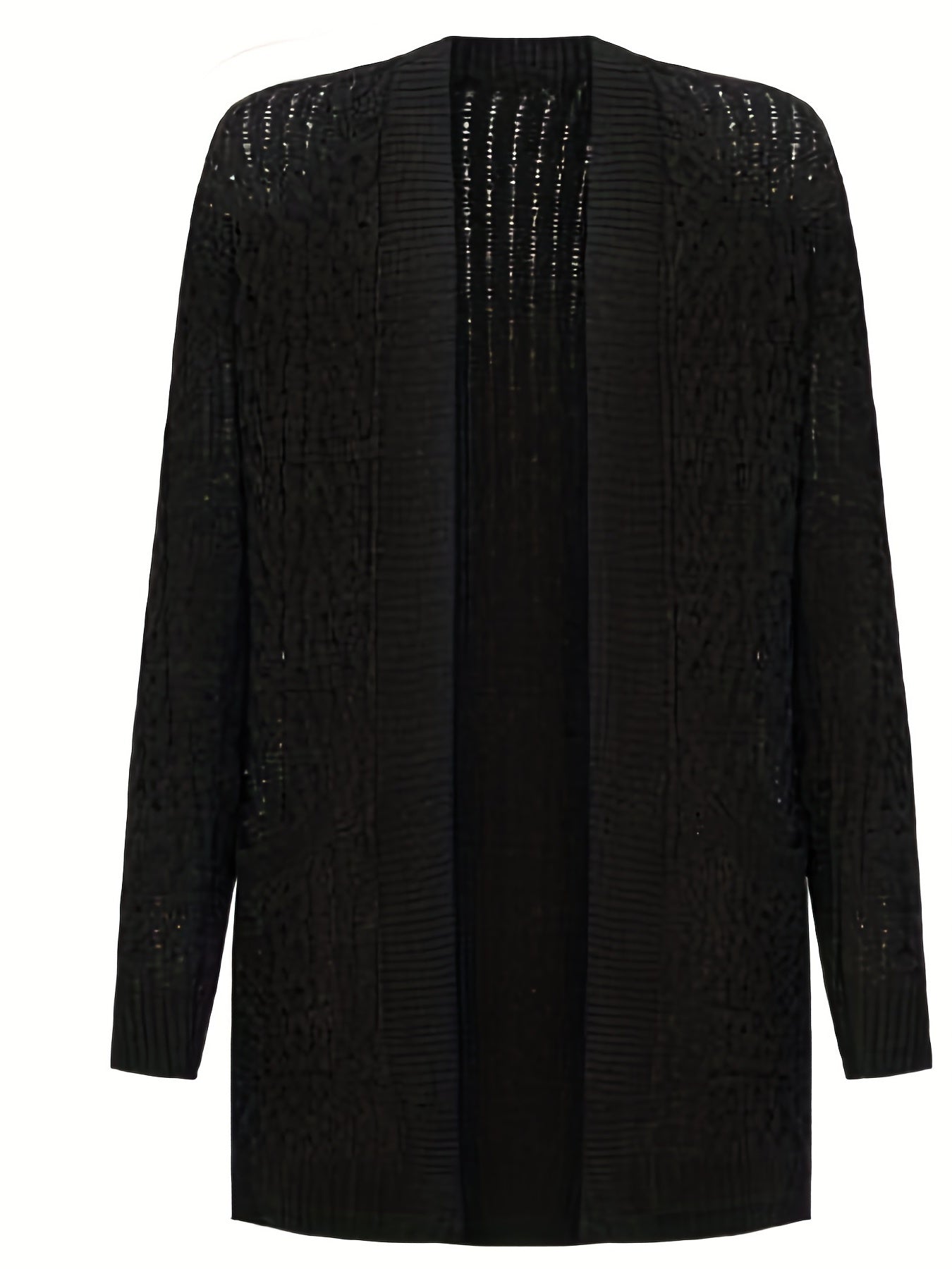 Plus Size Casual Cardigan Women's Plus Solid Hollow Out Half Sleeve Open Front