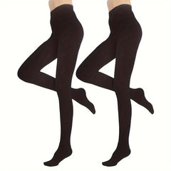2 Pack Plush Lined Tights High Waist Thermal Leggings Women's Stockings