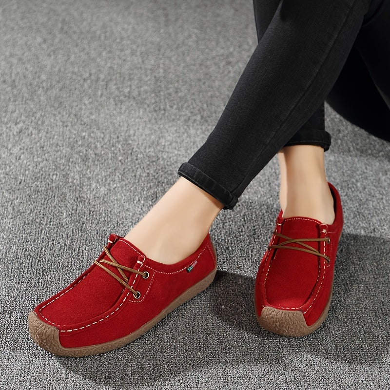 Women's Lace up Flat Loafers Soft Slip On Shoes
