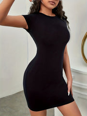 Short Sleeve Bodycon Tee Dress Crew Neck Casual