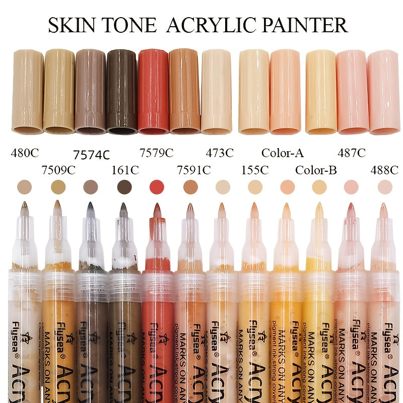 12pcs Acrylic Marker Pen Animation Graffiti Brush Body Painting Pen