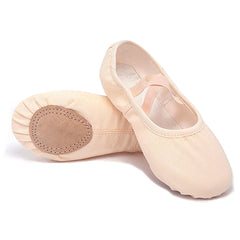 Girls Canvas Ballet Slippers Elastic Split Sole Dance Shoes