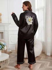 Pajamas Set Long Sleeve Button Up Shirt & Pants