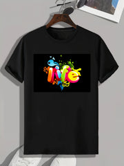 Colorful Letters Print Mens Graphic Tee Shirt for Summer
