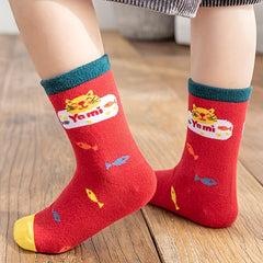 5 Pairs Cartoon Bear Pattern Kids Crew Socks for Winter