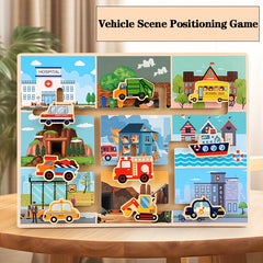 Educational Toy: Wood Track Game with Vehicles & City Scene for Toddlers