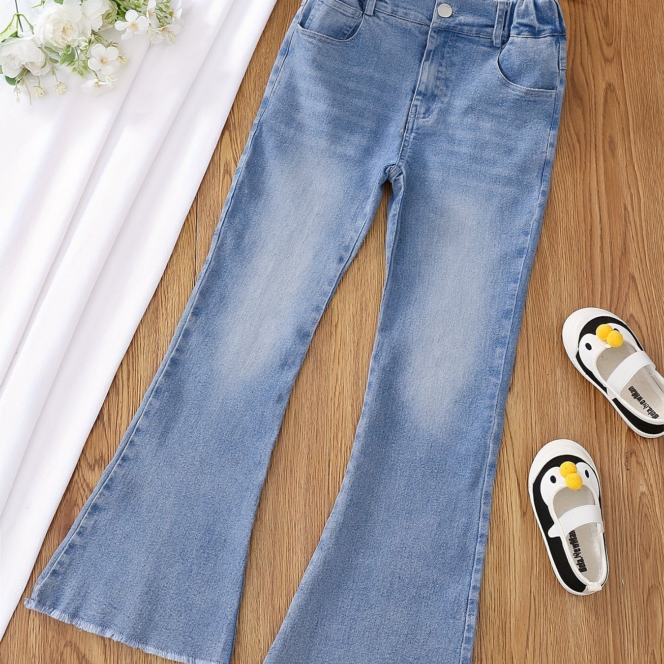 Girls' Flare Leg Denim Jeans For Kids Teens All Seasons