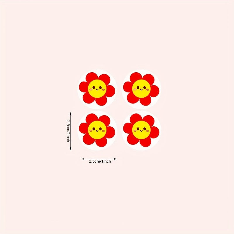 500pcs Little Red Flower Sticker Roll Self Adhesive 2 1 0inch