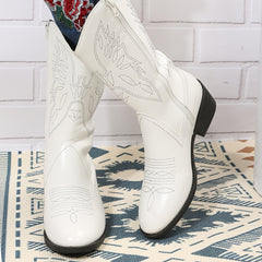 Women's Chunky Heel Western Embroidered Cowgirl Boots