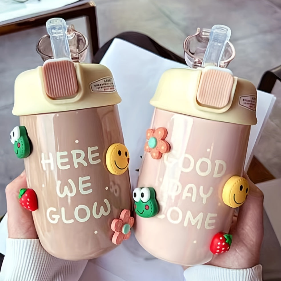 Small Vacuum Flask With Straw 13.86oz Thermal Bottle