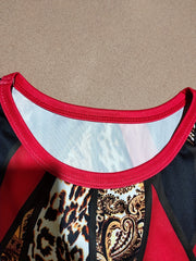 Leopard Print Crew Neck Top & Biker Shorts Set