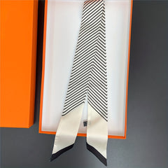 Striped Skinny Scarf Ribbon Neckerchief Twilly Scarf