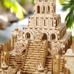 3D Wooden Jigsaw Puzzle 235pcs Ancient Temple Ruins Model for Adults