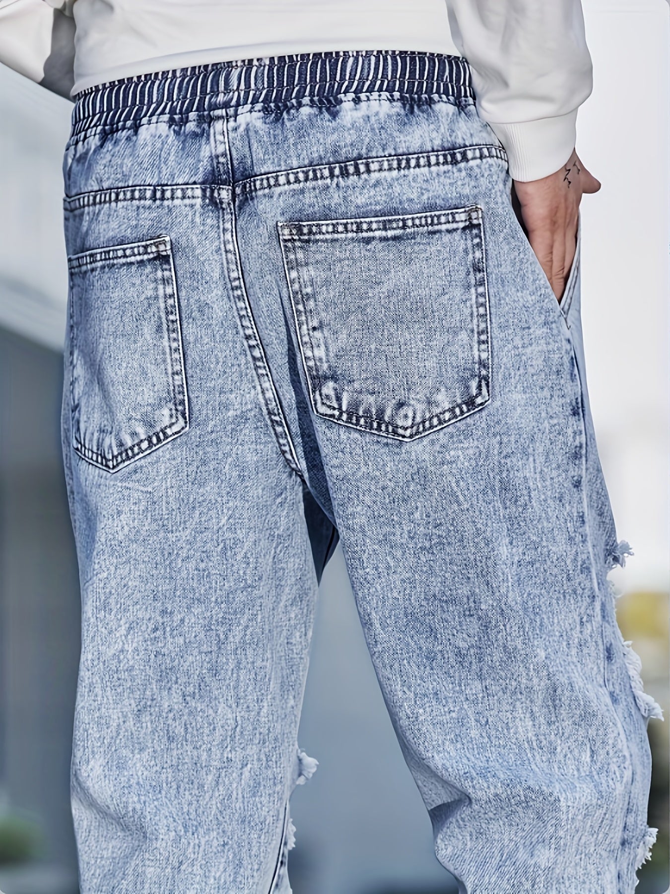 Men's Ripped Jeans Casual Street Style Denim Pants