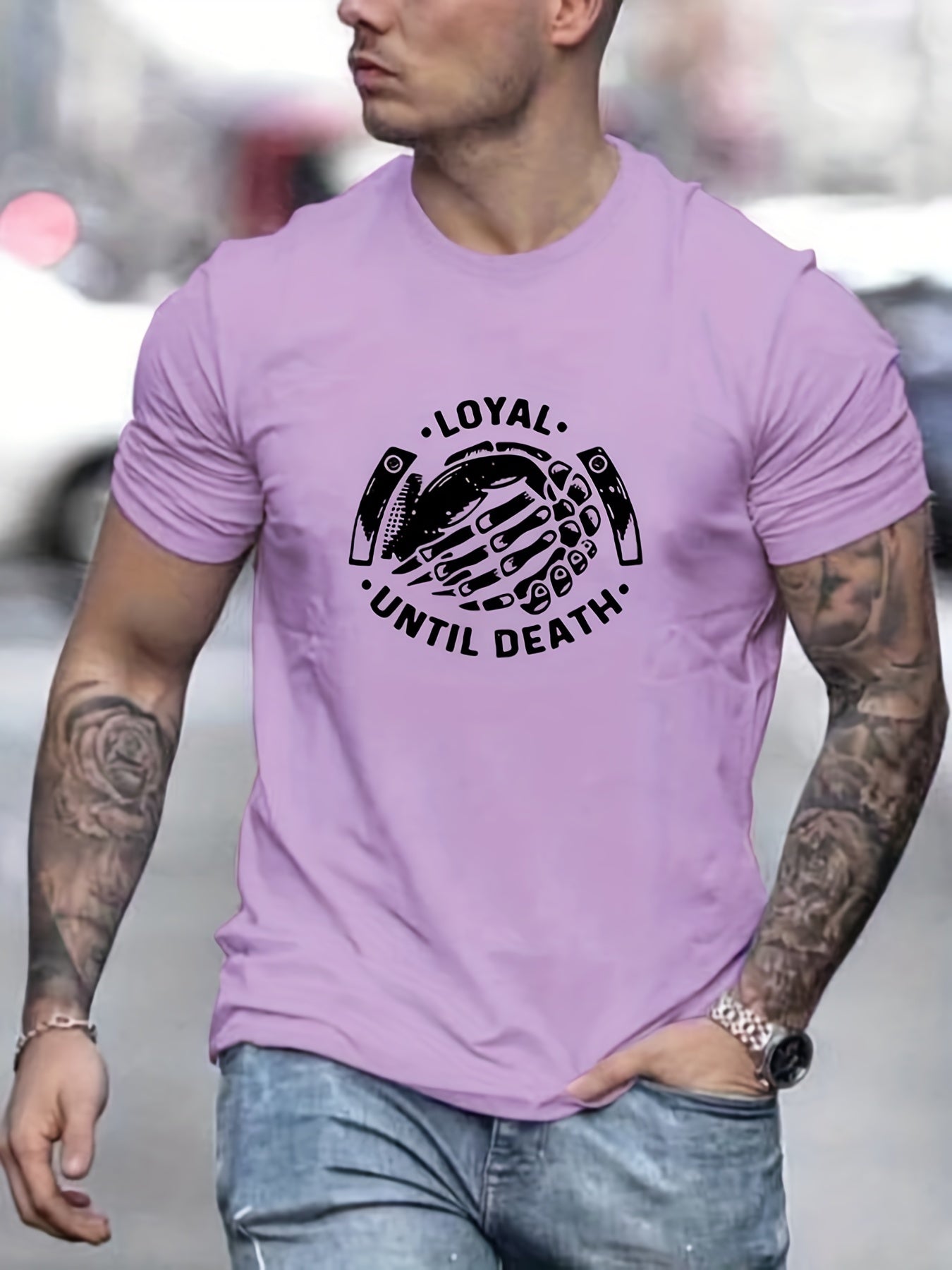 Men's Loyal Until Death Letter Print T-shirt