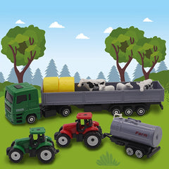 DIY Farm Toy Set 19pcs Plastic Animal Statue And Farmer Car Toy Set