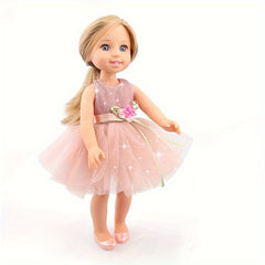 Sparkling Pink Princess Doll with Sequin Top & Floral Skirt