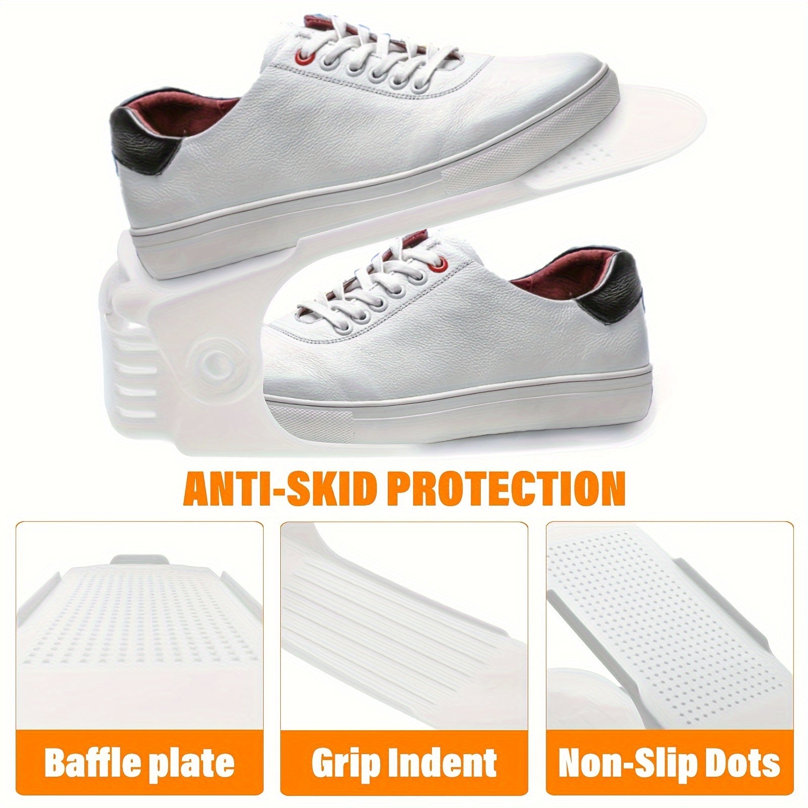 10pcs Shoe Slot Organizer Plastic Shoe Rack Double Layer Space Saving Holder