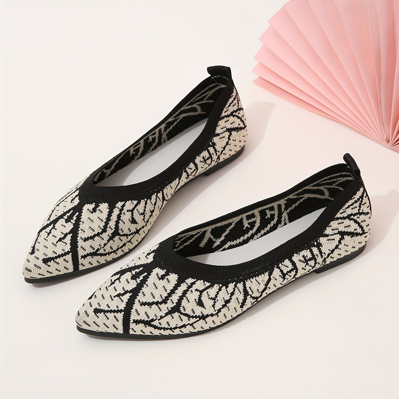 Women's Knit Ballet Shoes Point Toe Lightweight Flat Shoes