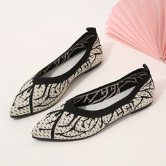 Women's Knit Ballet Shoes Point Toe Lightweight Flat Shoes