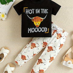 Baby Boys Cow Print T shirt & Anti-mosquito Pants Set