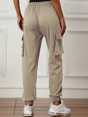 Y2K Solid Drawstring Cargo Pants Casual Side Pockets Baggy Cargo Pants