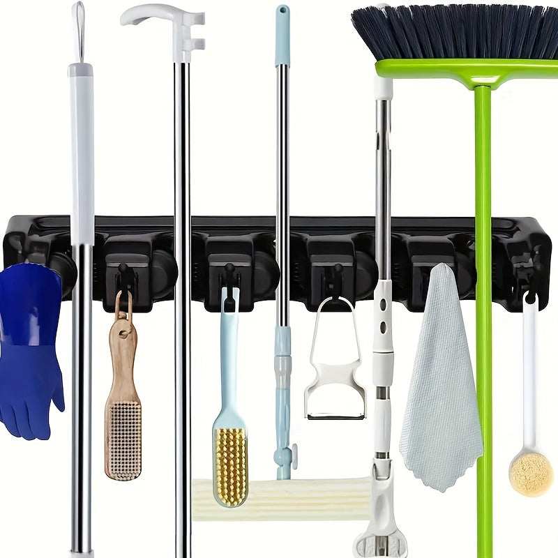 Garage Tool Storage Rack Wall Mounted with Hooks 5 Clips and 6 Hooks