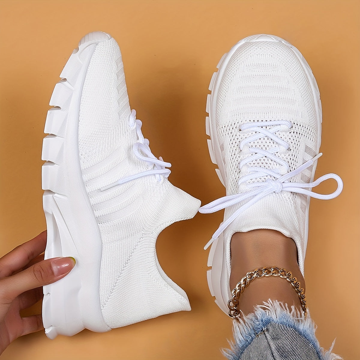 Women's Mesh Breathable Running Shoes Lightweight Lace Up Sneakers