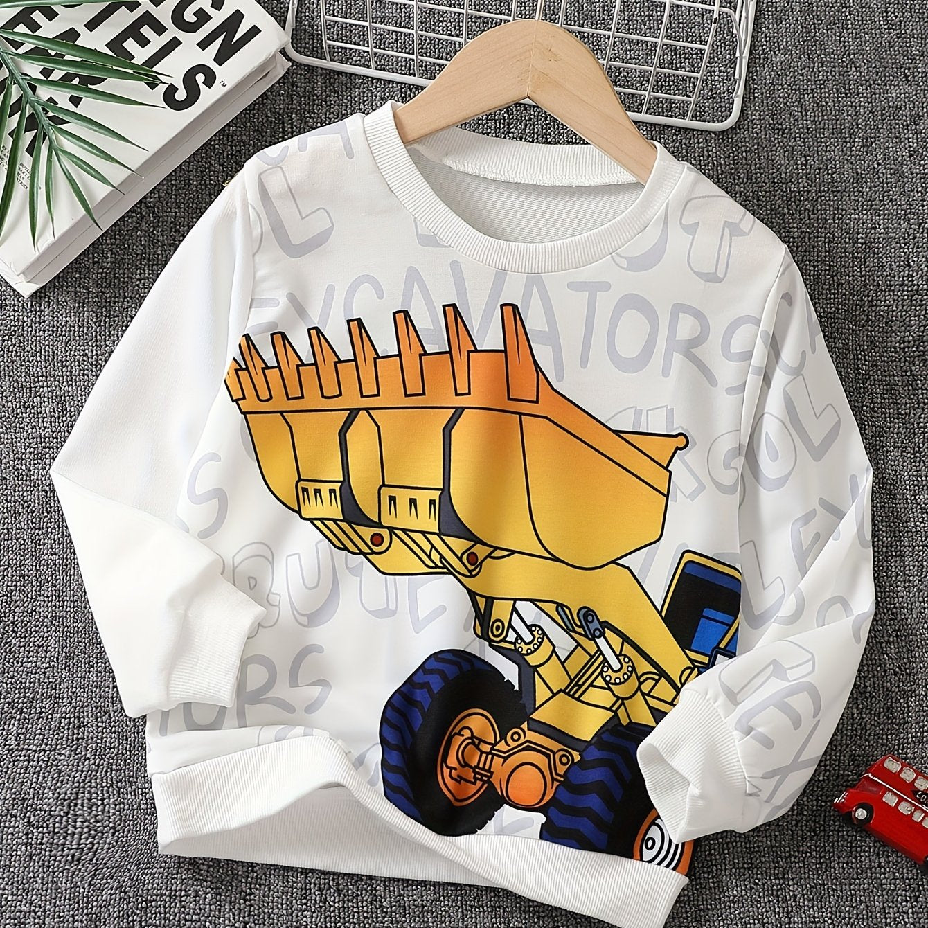 Cartoon Construction Car 3D Print Boys Sweatshirt