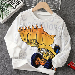 Cartoon Construction Car 3D Print Boys Sweatshirt