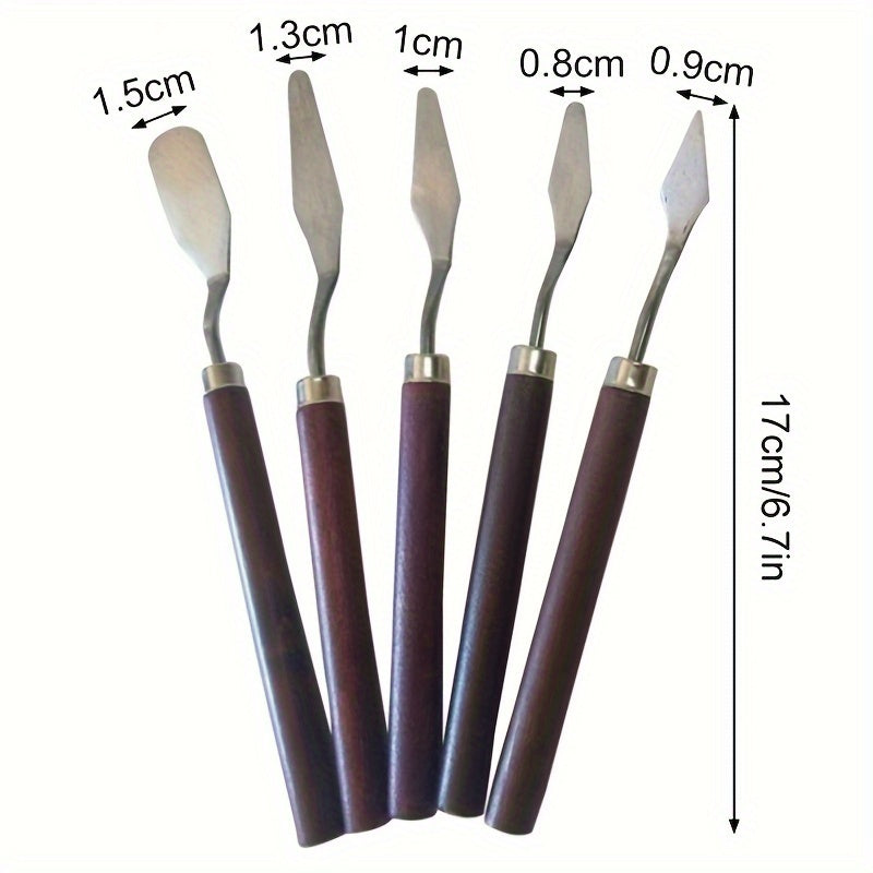 5pcs Stainless Steel Painting Palette Set for Thick Painting Spatula