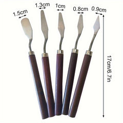 5pcs Stainless Steel Painting Palette Set for Thick Painting Spatula