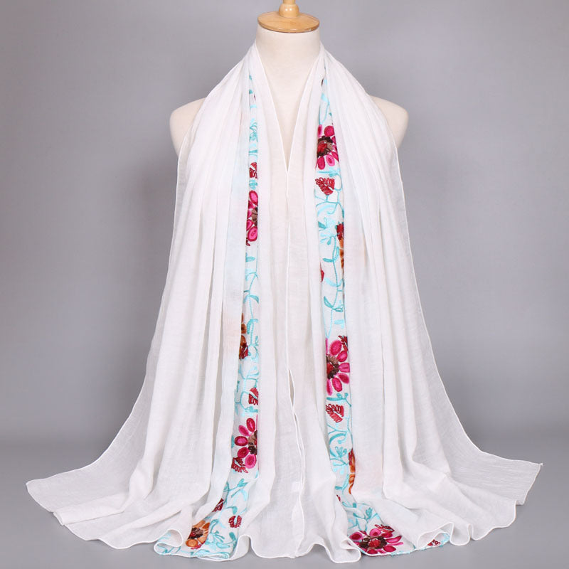 Embroidered Floral Shawl Scarf Floral Bandana Scarves Neck Scarf Wrap