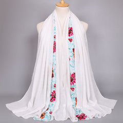 Embroidered Floral Shawl Scarf Floral Bandana Scarves Neck Scarf Wrap