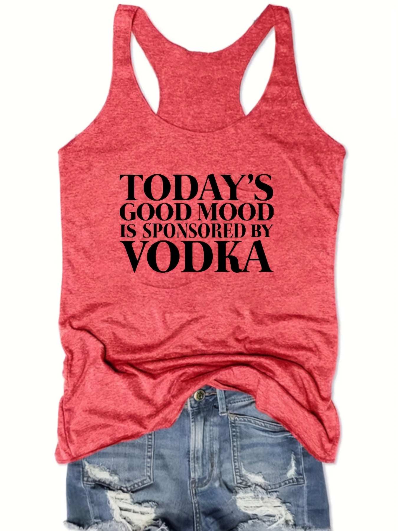 Letter Print Sleeveless Tank Top Racer Back Stretchy Summer Sports Top