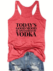 Letter Print Sleeveless Tank Top Racer Back Stretchy Summer Sports Top