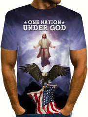 Men's Graphic Print T-Shirt Crew Neck Tee for Summer